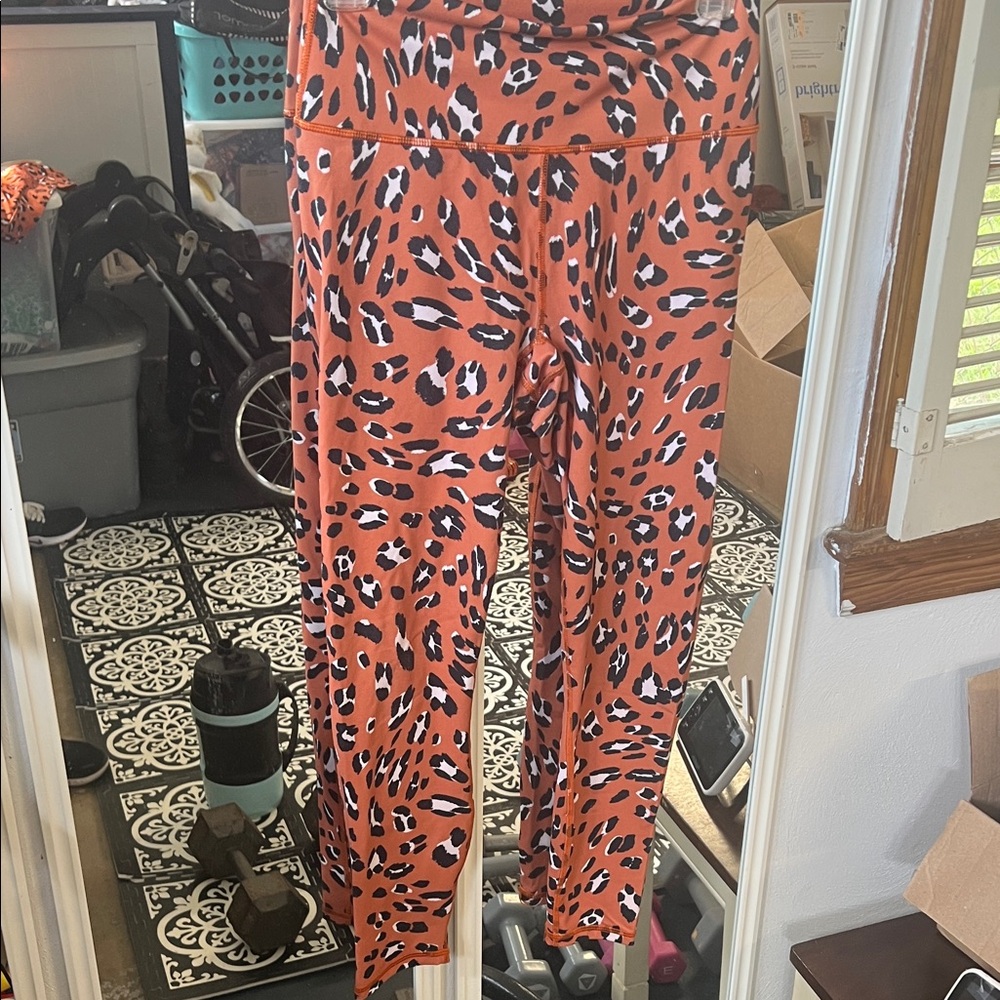 Fabletics PowerHold Orange and Black Leggings